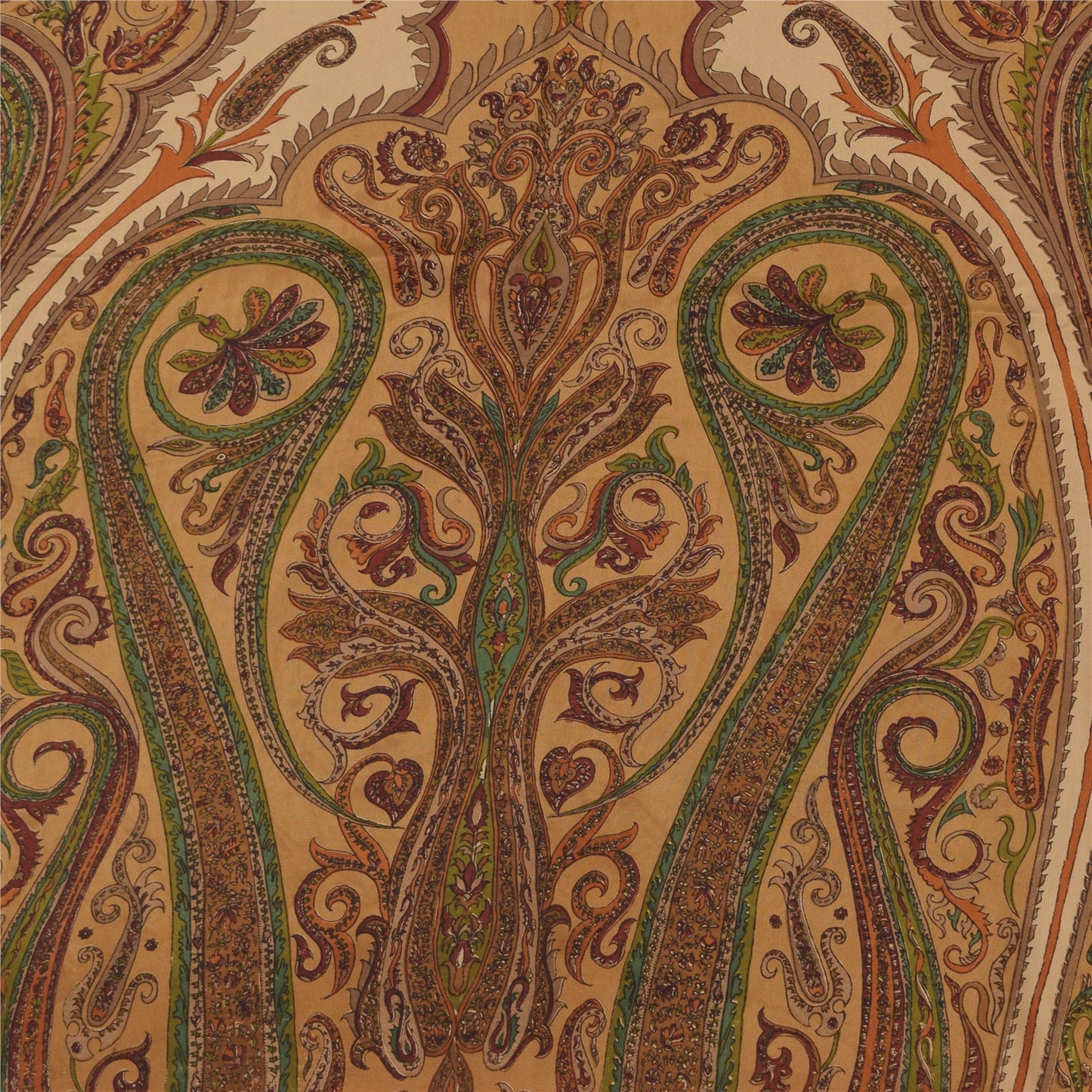 Sanskriti Vintage Sarees Brown 100%Pure Crepe Silk Printed Sari 5yd Craft Sustainable Fabric