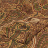 Sanskriti Vintage Sarees Brown 100%Pure Crepe Silk Printed Sari 5yd Craft Sustainable Fabric