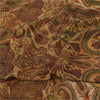 Sanskriti Vintage Sarees Brown 100%Pure Crepe Silk Printed Sari 5yd Craft Sustainable Fabric
