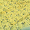Sanskriti Vintage Sarees Lemon Yellow Pure Crepe Silk Printed Sari Craft Sustainable Fabric