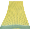Sanskriti Vintage Sarees Lemon Yellow Pure Crepe Silk Printed Sari Craft Sustainable Fabric