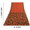 Sanskriti Vintage Sarees Orange Pure Crepe Silk Printed Sari 5yd Craft Fabric