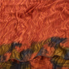 Sanskriti Vintage Sarees Orange Pure Crepe Silk Printed Sari 5yd Craft Fabric