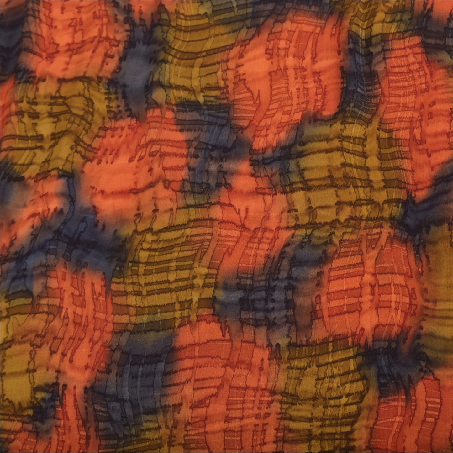 Sanskriti Vintage Sarees Orange Pure Crepe Silk Printed Sari 5yd Craft Fabric