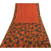Sanskriti Vintage Sarees Orange Pure Crepe Silk Printed Sari 5yd Craft Fabric