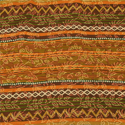 Sanskriti Vintage Sarees Multi Pure Crepe Silk Printed Sari 5yd Craft Sustainable Fabric