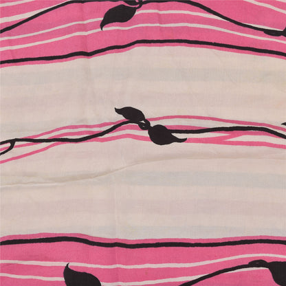 Sanskriti Vintage Sarees Black 100%Pure Crepe Silk Printed Sari 5yd Craft Sustainable Fabric