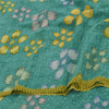 Sanskriti Vintage Sarees Sea-Green Pure Crepe Silk Printed Sari 5yd Craft Sustainable Fabric