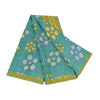 Sanskriti Vintage Sarees Sea-Green Pure Crepe Silk Printed Sari 5yd Craft Sustainable Fabric