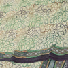 Sanskriti Vintage Sarees Ivory Pure Crepe Silk Printed Sari 5yd SoftCraft Sustainable Fabric