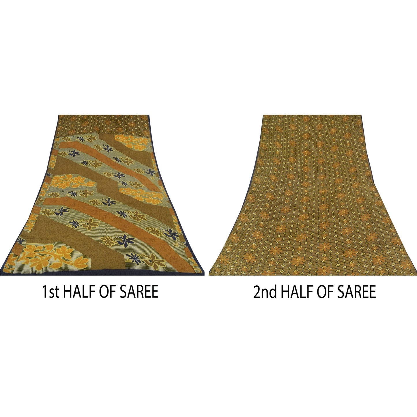 Sanskriti Vintage Sarees Multi Pure Crepe Silk Printed Sari 5yd Craft Sustainable Fabric