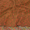 Sanskriti Vintage Sarees Orange/Green Pure Crepe Silk Printed Sari Craft Sustainable Fabric