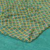Sanskriti Vintage Sarees Green/Blue Pure Crepe Silk Print Sari 5yd Craft Sustainable Fabric