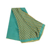 Sanskriti Vintage Sarees Green/Blue Pure Crepe Silk Print Sari 5yd Craft Sustainable Fabric