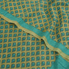 Sanskriti Vintage Sarees Green/Blue Pure Crepe Silk Print Sari 5yd Craft Sustainable Fabric