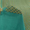 Sanskriti Vintage Sarees Green/Blue Pure Crepe Silk Print Sari 5yd Craft Sustainable Fabric