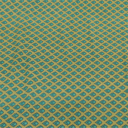 Sanskriti Vintage Sarees Green/Blue Pure Crepe Silk Print Sari 5yd Craft Sustainable Fabric