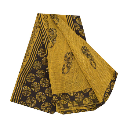 Sanskriti Vintage Sarees Shades Of Green SequinsPure Crepe Print Sari 5yd Sustainable Fabric