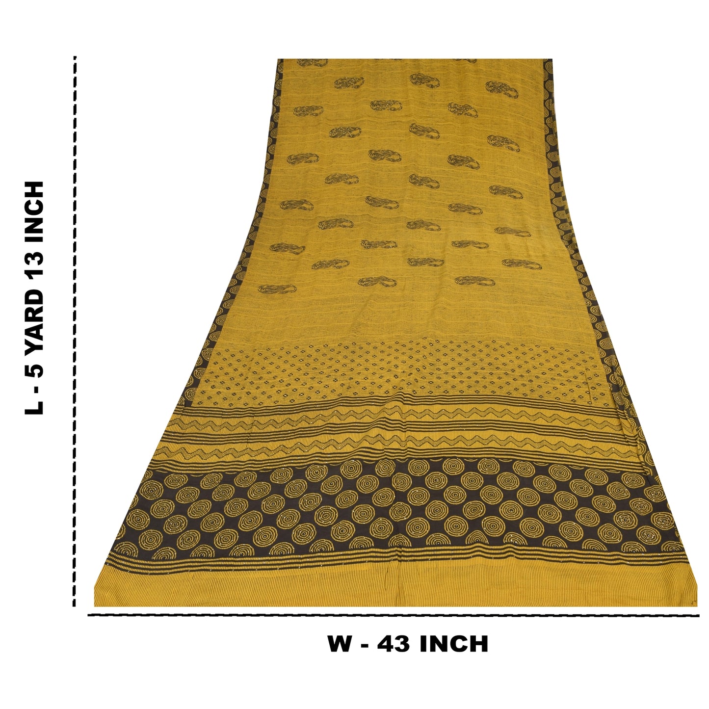 Sanskriti Vintage Sarees Shades Of Green SequinsPure Crepe Print Sari 5yd Sustainable Fabric