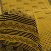 Sanskriti Vintage Sarees Shades Of Green SequinsPure Crepe Print Sari 5yd Sustainable Fabric