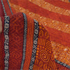 Sanskriti Vintage Sarees Orange Pure Crepe Silk Printed Sari 5yd Craft Sustainable Fabric