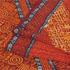 Sanskriti Vintage Sarees Orange Pure Crepe Silk Printed Sari 5yd Craft Sustainable Fabric