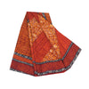 Sanskriti Vintage Sarees Orange Pure Crepe Silk Printed Sari 5yd Craft Sustainable Fabric