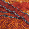 Sanskriti Vintage Sarees Orange Pure Crepe Silk Printed Sari 5yd Craft Sustainable Fabric
