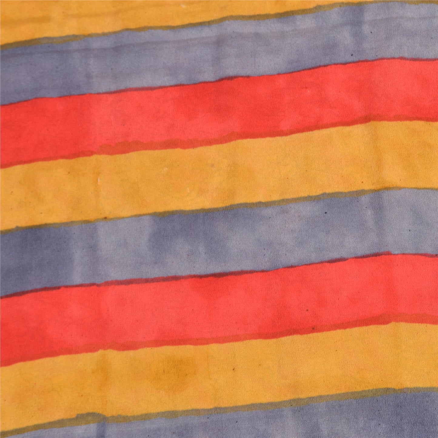 Sanskriti Vintage Sarees Red 100% Pure Crepe Silk Printed Sari 5yd Craft Sustainable Fabric