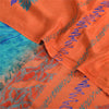 Sanskriti Vintage Sarees Orange/Blue Pure Crepe Silk Print Sari 5yd Craft Sustainable Fabric
