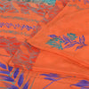 Sanskriti Vintage Sarees Orange/Blue Pure Crepe Silk Print Sari 5yd Craft Sustainable Fabric