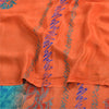 Sanskriti Vintage Sarees Orange/Blue Pure Crepe Silk Print Sari 5yd Craft Sustainable Fabric