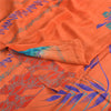 Sanskriti Vintage Sarees Orange/Blue Pure Crepe Silk Print Sari 5yd Craft Sustainable Fabric