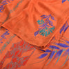 Sanskriti Vintage Sarees Orange/Blue Pure Crepe Silk Print Sari 5yd Craft Sustainable Fabric