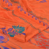 Sanskriti Vintage Sarees Orange/Blue Pure Crepe Silk Print Sari 5yd Craft Sustainable Fabric