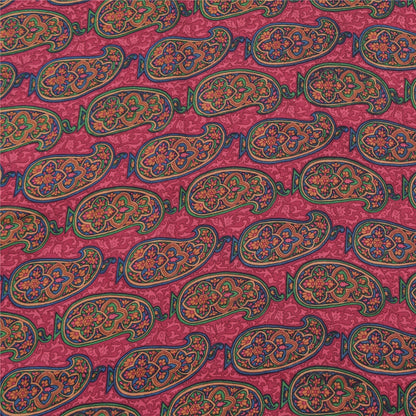 Sanskriti Vintage Sarees Pink Pure Crepe Silk Printed Sari 5yd Craft Sustainable Fabric