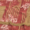 Sanskriti Vintage Sarees Red/Cream Pure Crepe Silk Printed Sari 5yd Craft Sustainable Fabric