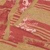 Sanskriti Vintage Sarees Red/Cream Pure Crepe Silk Printed Sari 5yd Craft Sustainable Fabric