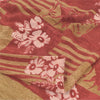 Sanskriti Vintage Sarees Red/Cream Pure Crepe Silk Printed Sari 5yd Craft Sustainable Fabric