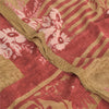 Sanskriti Vintage Sarees Red/Cream Pure Crepe Silk Printed Sari 5yd Craft Sustainable Fabric