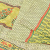 Sanskriti Vintage Sarees Green Pure Crepe Silk Printed Sari 5yd Craft Sustainable Fabric