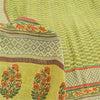 Sanskriti Vintage Sarees Green Pure Crepe Silk Printed Sari 5yd Craft Sustainable Fabric