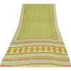 Sanskriti Vintage Sarees Green Pure Crepe Silk Printed Sari 5yd Craft Sustainable Fabric
