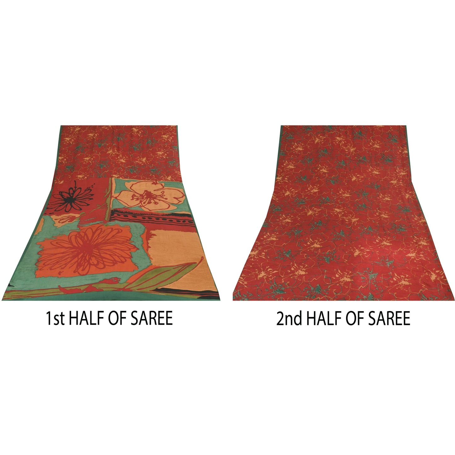 Санскритские винтажные сари красного цвета 100% чистый креп шелк напечатанное сари 5 ярдов ремесленная устойчивая ткань