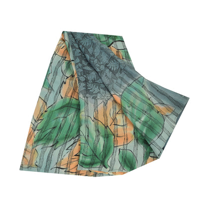 Sanskriti Vintage Sarees Black Pure Crepe Silk Printed Sari 5yd Craft Sustainable Fabric