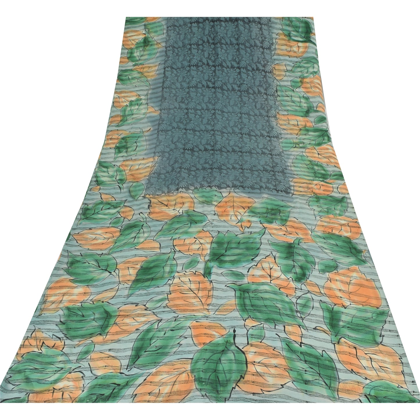 Sanskriti Vintage Sarees Black Pure Crepe Silk Printed Sari 5yd Craft Sustainable Fabric