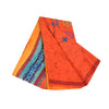 Sanskriti Vintage Sarees Orange Pure Crepe Silk Printed Sari 6yd Craft Sustainable Fabric