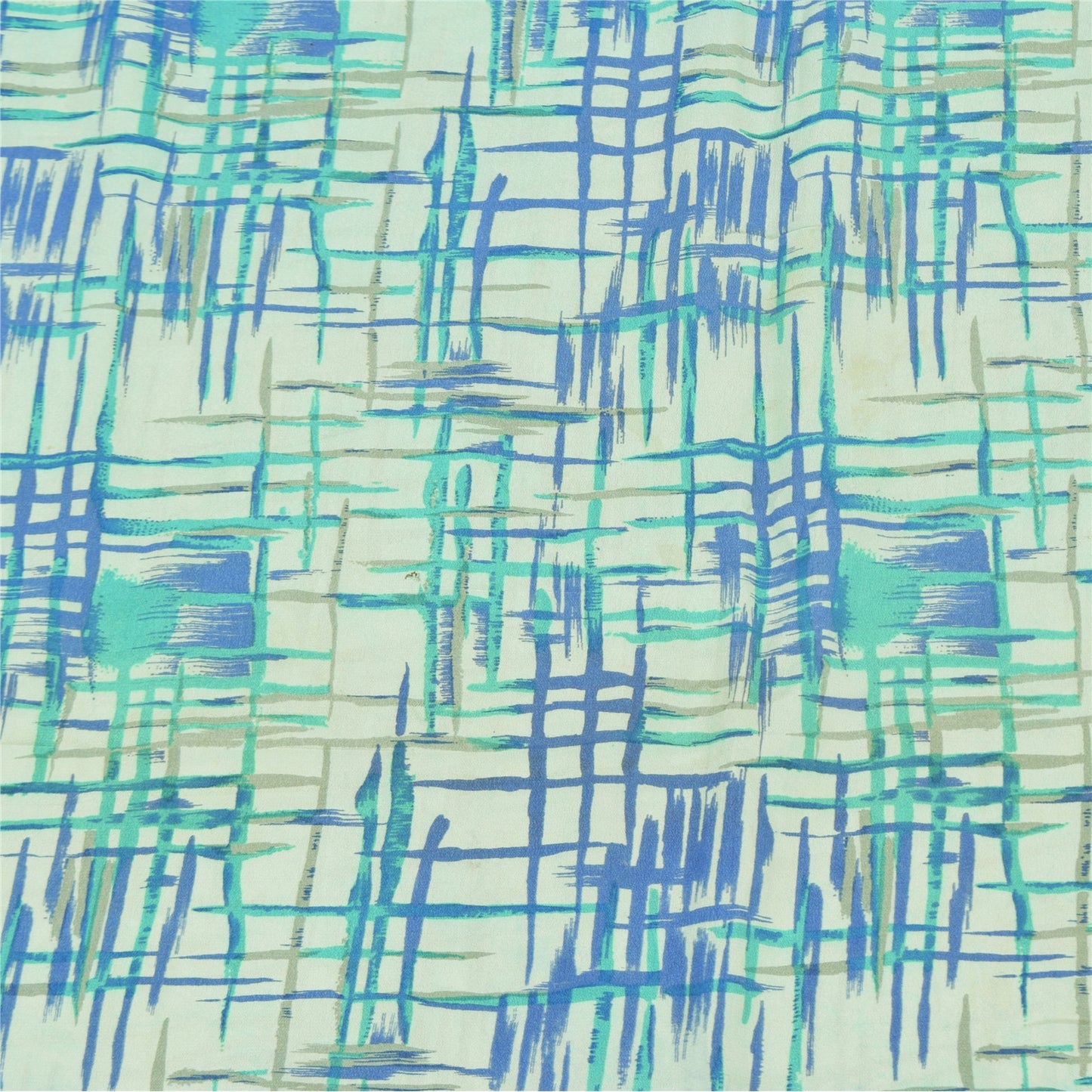 Санскритские винтажные сари синего цвета 100% чистый креп шелк напечатанное сари 5 ярдов ремесленная устойчивая ткань