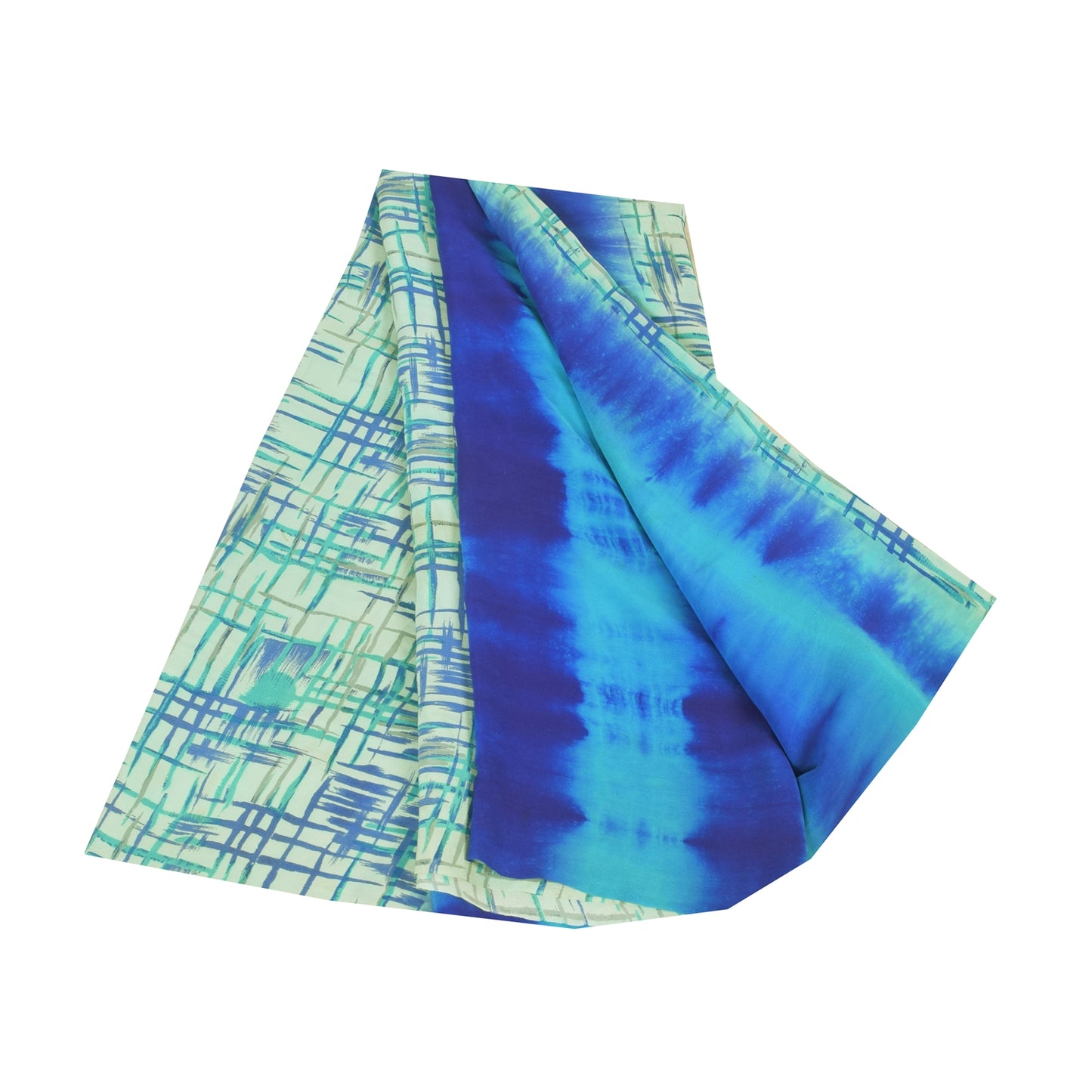 Санскритские винтажные сари синего цвета 100% чистый креп шелк напечатанное сари 5 ярдов ремесленная устойчивая ткань