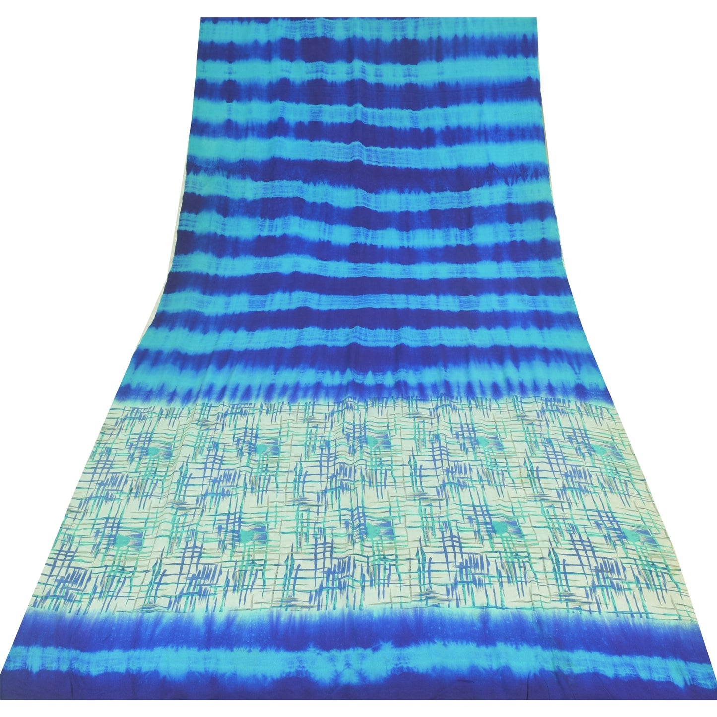 Санскритские винтажные сари синего цвета 100% чистый креп шелк напечатанное сари 5 ярдов ремесленная устойчивая ткань